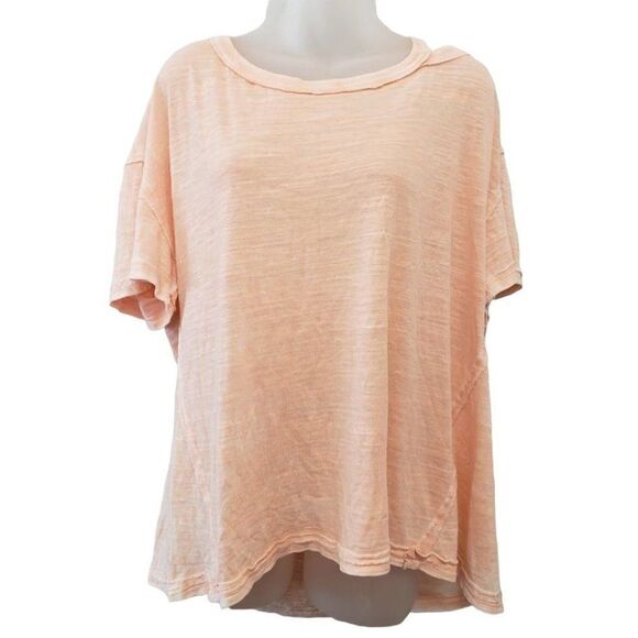 Free People Burnout Cold Shoulder Top Women's Pale Pink Distressed Faded NEW - Picture 1 of 12